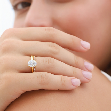 2 ct Oval Solitaire Moissanite Engagement Ring in 18k Gold Vermeil