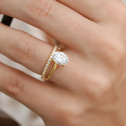 2 ct Oval Solitaire Moissanite Engagement Ring in 18k Gold Vermeil