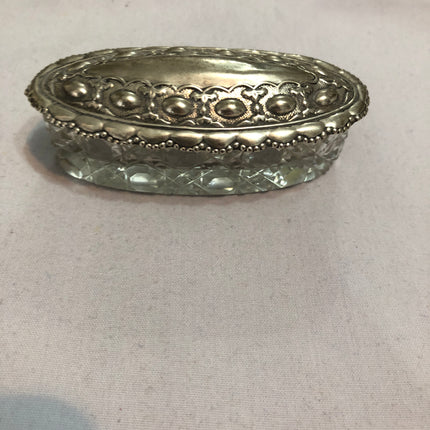 Antique Silver Topped Dressing Table Pot.