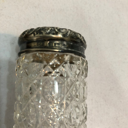 Antique Glass Silver Topped Dressing Table Pot.