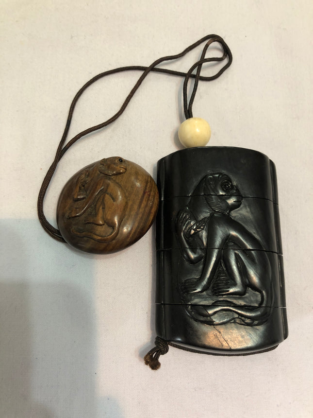 Vintage Japanese Inro With Netsuke.