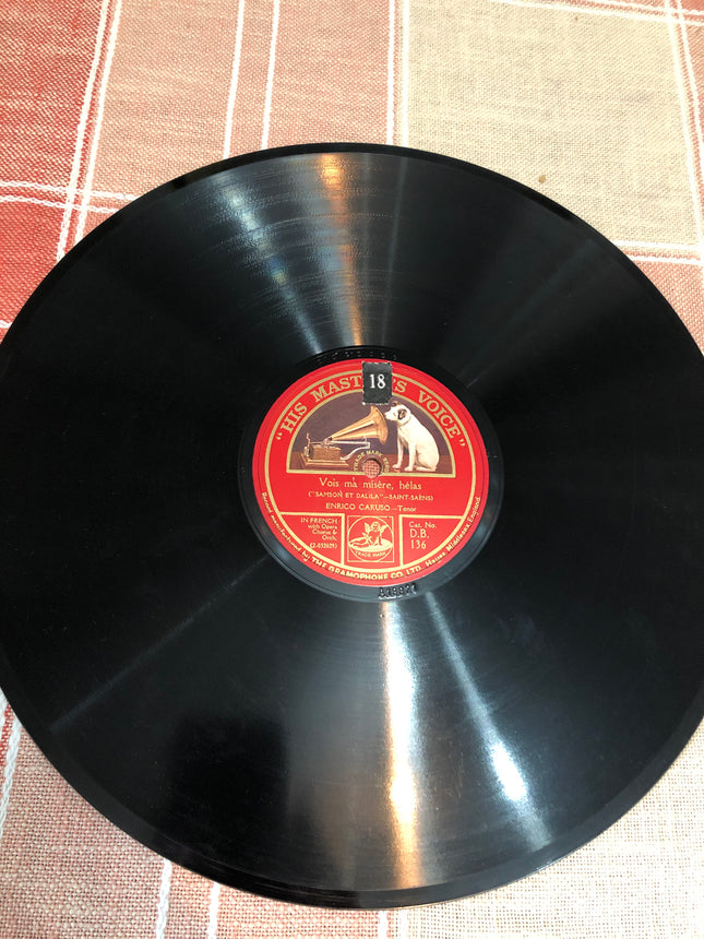 Enrico Caruso 78rpm Record Singing From Pearl Fishers & Samson & Dalia.