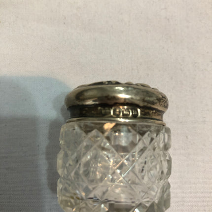 Antique Silver Topped Cut Glass Dressing Table Pot.