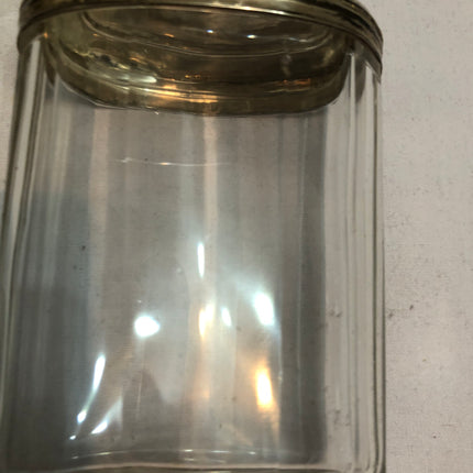 Antique Glass Silver Topped Dressing Table Pot.