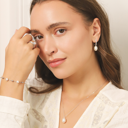Large Pearl Pendant Necklace in Sterling Silver