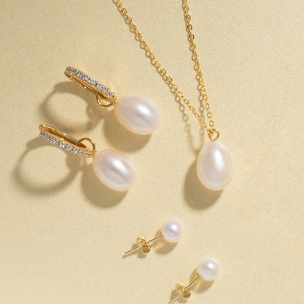 Pearl Hoop Drop Earrings with Removable Pearls  in 18k Gold Vermeil