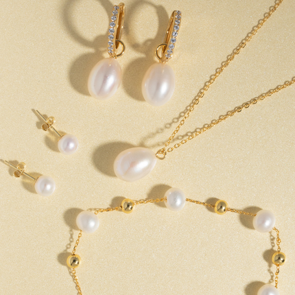 Pearl Hoop Drop Earrings with Removable Pearls  in 18k Gold Vermeil