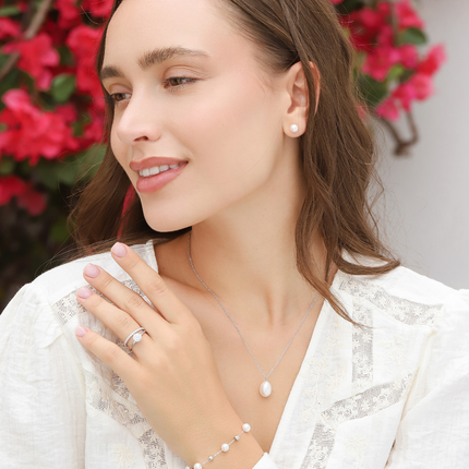 Pearl Stud Earrings in Sterling Silver