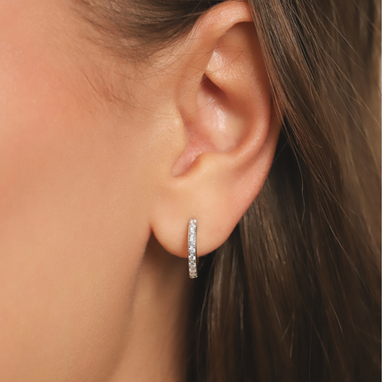 Pearl Hoop Drop Earrings with Removable Pearls in Sterling Silver