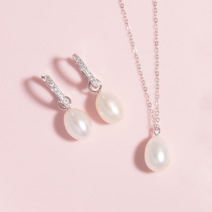 Large Pearl Pendant Necklace in Sterling Silver