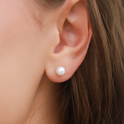 Pearl Stud Earrings in Sterling Silver