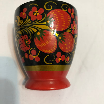 Vintage Russian Khokhloma Plate, Cups & Musical Decanter.