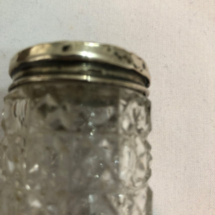 Antique Glass Silver Topped Dressing Table Pot.