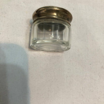 Antique Silver Topped Dressing Table Pot.