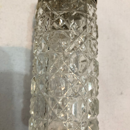 Antique Glass Silver Topped Dressing Table Pot.