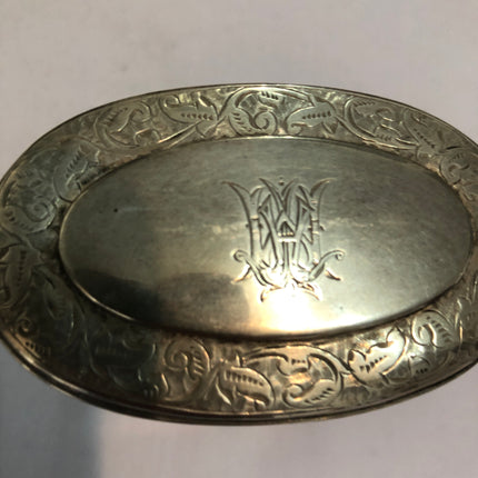 Antique Glass Silver Topped Dressing Table Pot.