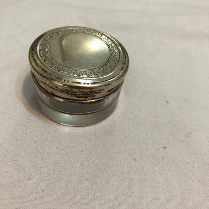 Antique Glass Silver Topped Dressing Table Pot.