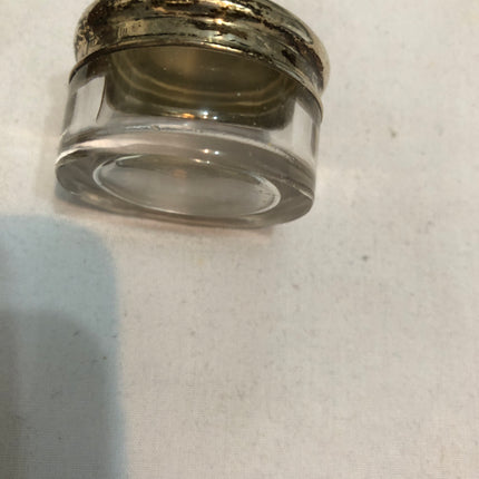 Antique Glass Silver Topped Dressing Table Pot.