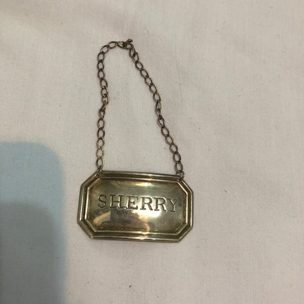 Silver Hallmarked Sherry Decanter Label.