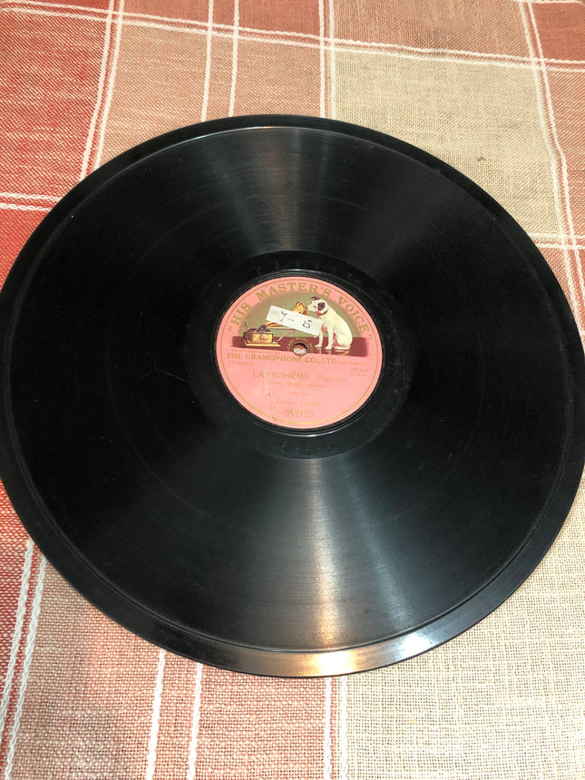 Enrico Caruso 78rpm Record Singing From La Boheme (Puccini).