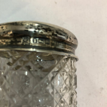 Antique Cut Glass Silver Topped Dressing Table Pot.
