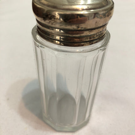 Antique Glass Silver Topped Dressing Table Pot.