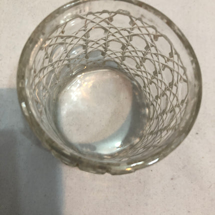 Antique Cut Glass Silver Topped Dressing Table Pot.