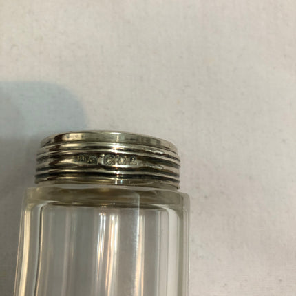 Antique Glass Silver Topped Dressing Table Pot.