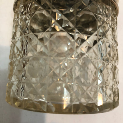 Antique Cut Glass Silver Topped Dressing Table Pot.