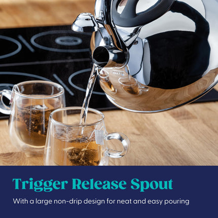 Judge 3L Stovetop Kettle - Stove Top Kettle for Gas Stoves & Electric Hobs - 18/10 Stainless Steel Whistling Kettle with Heat Resistant Handle -