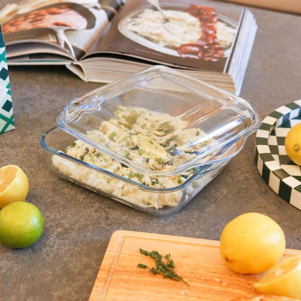 Square Glass Oven Dish with Lid - 24cm x 21cm