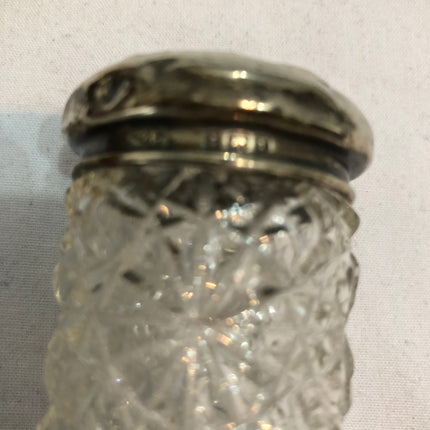 Antique Glass Silver Topped Dressing Table Pot.