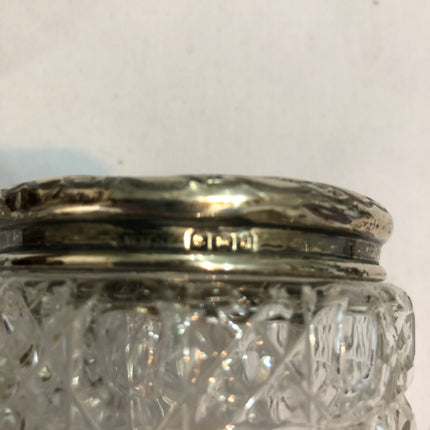 Antique Cut Glass Silver Topped Dressing Table Pot.