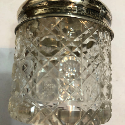 Antique Cut Glass Silver Topped Dressing Table Pot.