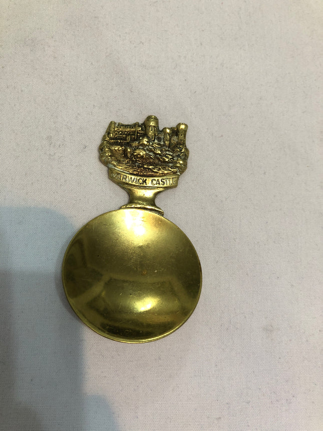Vintage Brass Tea Caddy Spoon With Warwick Castle Handle.