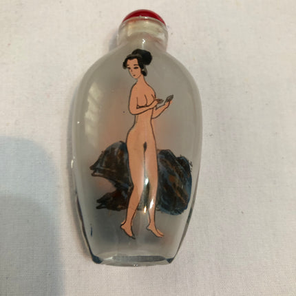 Inside Painted Oriental Erotic Snuff/Scent Bottle.