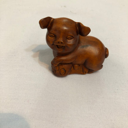Carved Boxwood Netsuke (Signed).
