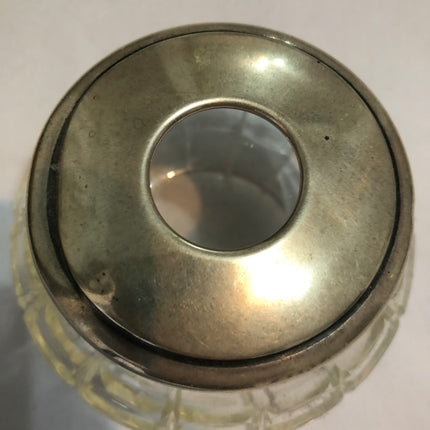 Antique Silver Topped Cut Glass Dressing Table Jar.