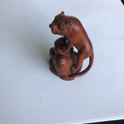 Carved Boxwood Netsuke (Signed).