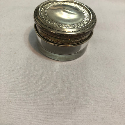 Antique Silver Topped Dressing Table Pot.