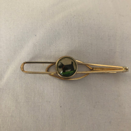 Stratton Gold Tone Gents Tie Bar Depicting A Scottish Terrier Type Dog.