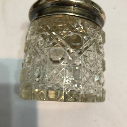 Antique Silver Topped Cut Glass Dressing Table Jar.