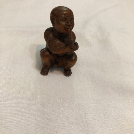 Vintage Carved Erotic Japanese Boxwood Netsuke.