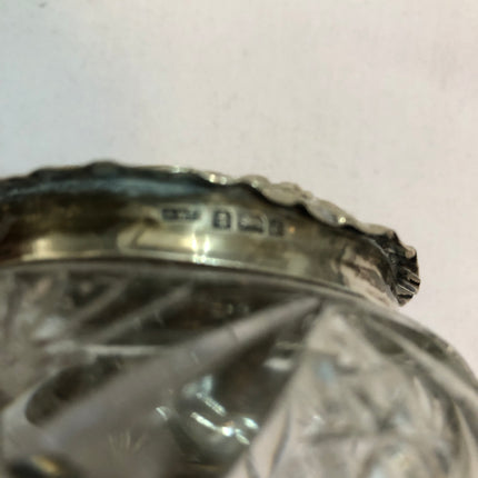 Antique Cut Glass Silver Topped Dressing Table Pot.