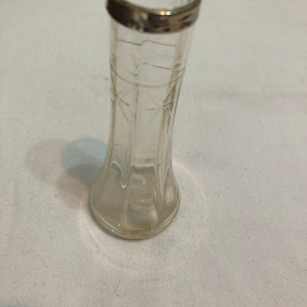 Antique Silver Rimmed Small Vase.