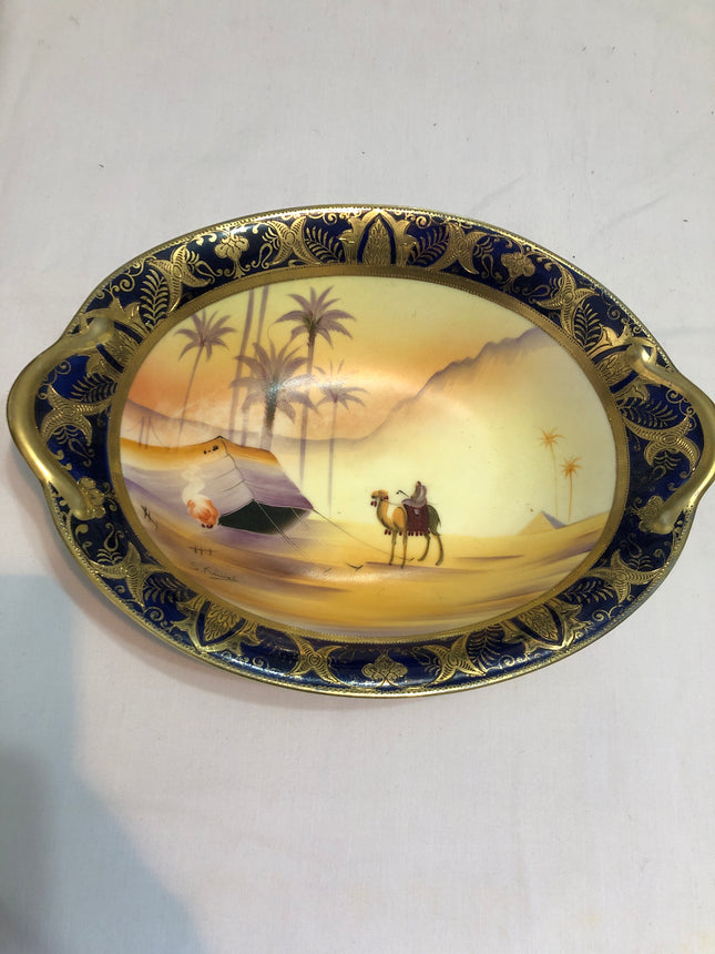 Camel China Desert Scene Antique Fruit Bowl.