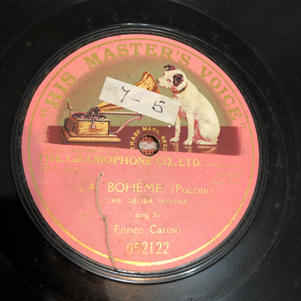 Enrico Caruso 78rpm Record Singing From La Boheme (Puccini).