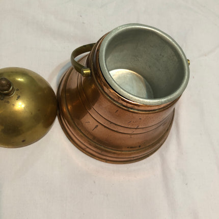 Brass & Copper Bell Shaped Tea Caddy.