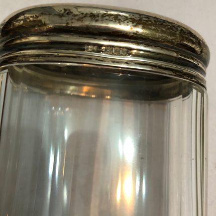Antique Glass Silver Topped Dressing Table Pot.