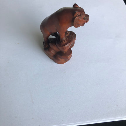 Carved Boxwood Netsuke (Signed).